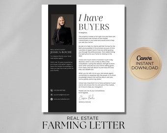 Real Estate Farming Flyer | I Have Buyers Letter | Hello Neighbor Flyer | Canva Template | Luxury Real Estate Marketing | Realtor Template
