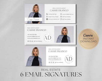 Modern Email Signature Template Bundle | Stylish Gmail Signature | Real Estate Marketing | Realtor Template | Editable Canva Email Templates