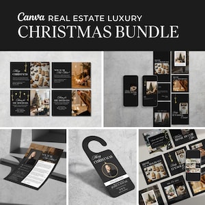 Kerstvastgoedmarketingbundel | Kerstsjabloon voor makelaar | Makelaarsmarketing | Kerst Instagram-berichten | Sociale media van december