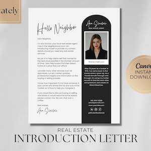 Folleto de introducción al sector inmobiliario / Carta de saludo al vecino / Folleto para nuevos agentes / Agricultura para agentes inmobiliarios / Marketing inmobiliario moderno / Plantilla Canva