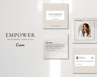 Virtueller Assistent | Online-Coach | Instagram Canva Template Beiträge | Engagement Booster | Neutral Blogger |