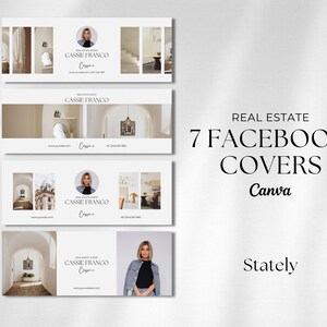 Real Estate Facebook Cover Bundle | Modern Real Estate Template | Neutral Realtor Branding | Real Estate Social Media Bundle | Canva