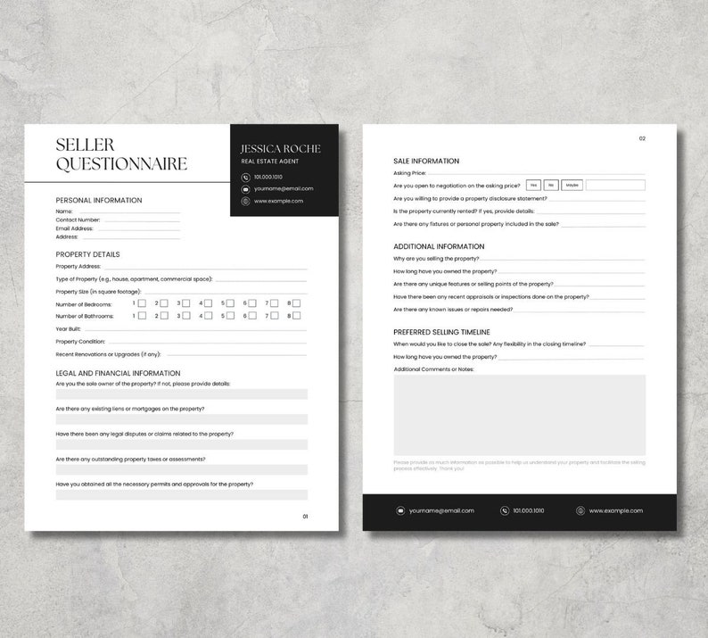 Selling Questionnaire Buyer and Seller Questionnaire | Realtor Marketing Tools | Real Estate ...