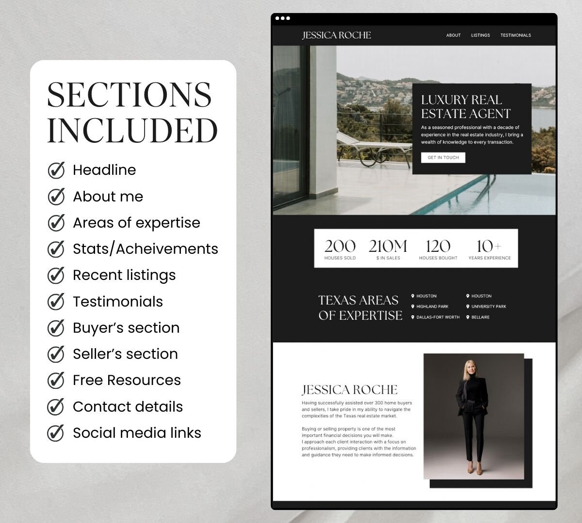 Real Estate Website Canva | Canva Website Template | Luxury Realtor ...