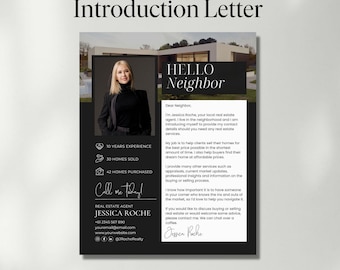 Real Estate Introduction Letter | New Agent Flyer | Luxury Real Estate Marketing | Realtor Farming | Hello Neighbor Letter | Canva Template