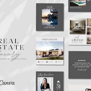 Modern Grey Real Estate Posts | Canva Instagram Template | Realtor Marketing | Real Estate Social Media | Realtor Branding