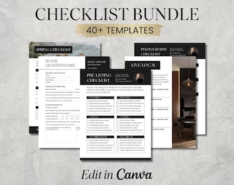 Real Estate Checklist Bundle | Real Estate Marketing | Buyer and Sellers Checklist | Realtor Marketing | Canva Template | Moving Checklist