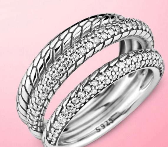 Pandora Style Triple Band Pavé Snake 