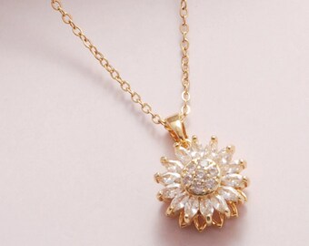 Rose gold 2024 sunflower necklace