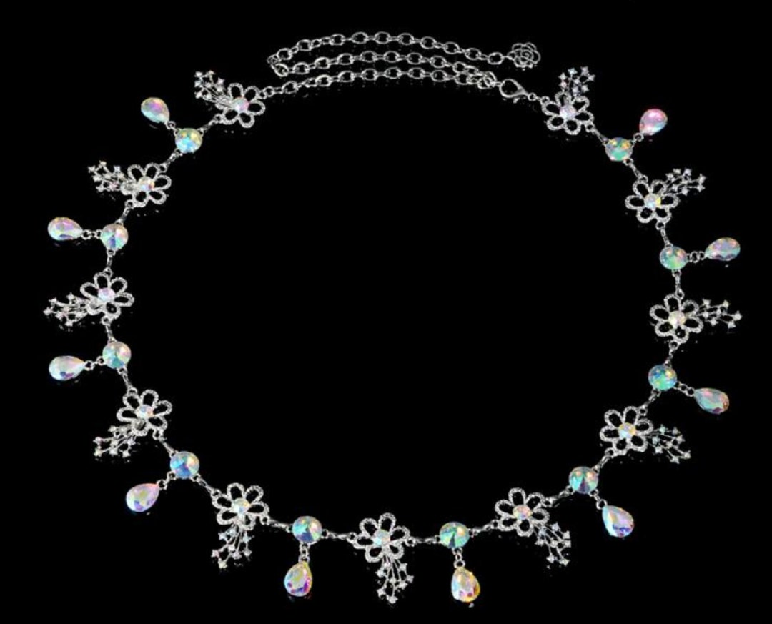Belly Dance Chain Belt Bling Bling Flower Rhinestone Etsy