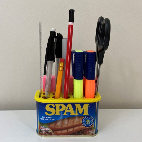 SPAM Can Desk Tidy Converter - For Pens Pencils Highlighters, Scissors, Post It Notes..