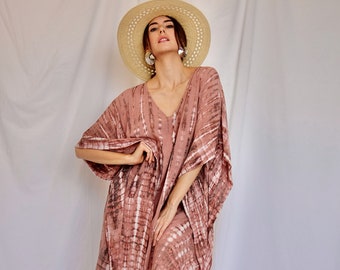 Clay KAFTAN DRESS, Long Dress, Hand Tie Dyed, Stylish, Elegant, Miami, lbiza, Tulum, Holiday, Evening Dress, Loose Fit, Plus Size, Soft