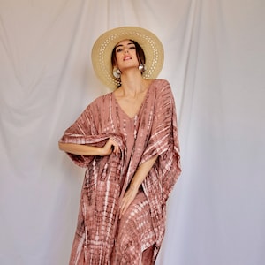 Clay KAFTAN DRESS, Long Dress, Hand Tie Dyed, Stylish, Elegant, Miami, lbiza, Tulum, Holiday, Evening Dress, Loose Fit, Plus Size, Soft