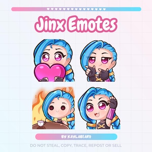 Jinx-emoteset voor Twitch/Discord/Youtube | Gratis geanimeerde emote inbegrepen