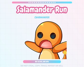 Animated Emote Alert Run Salamander | Orange | Twitch YouTube Discord Kick | Emotes Stream Graphics
