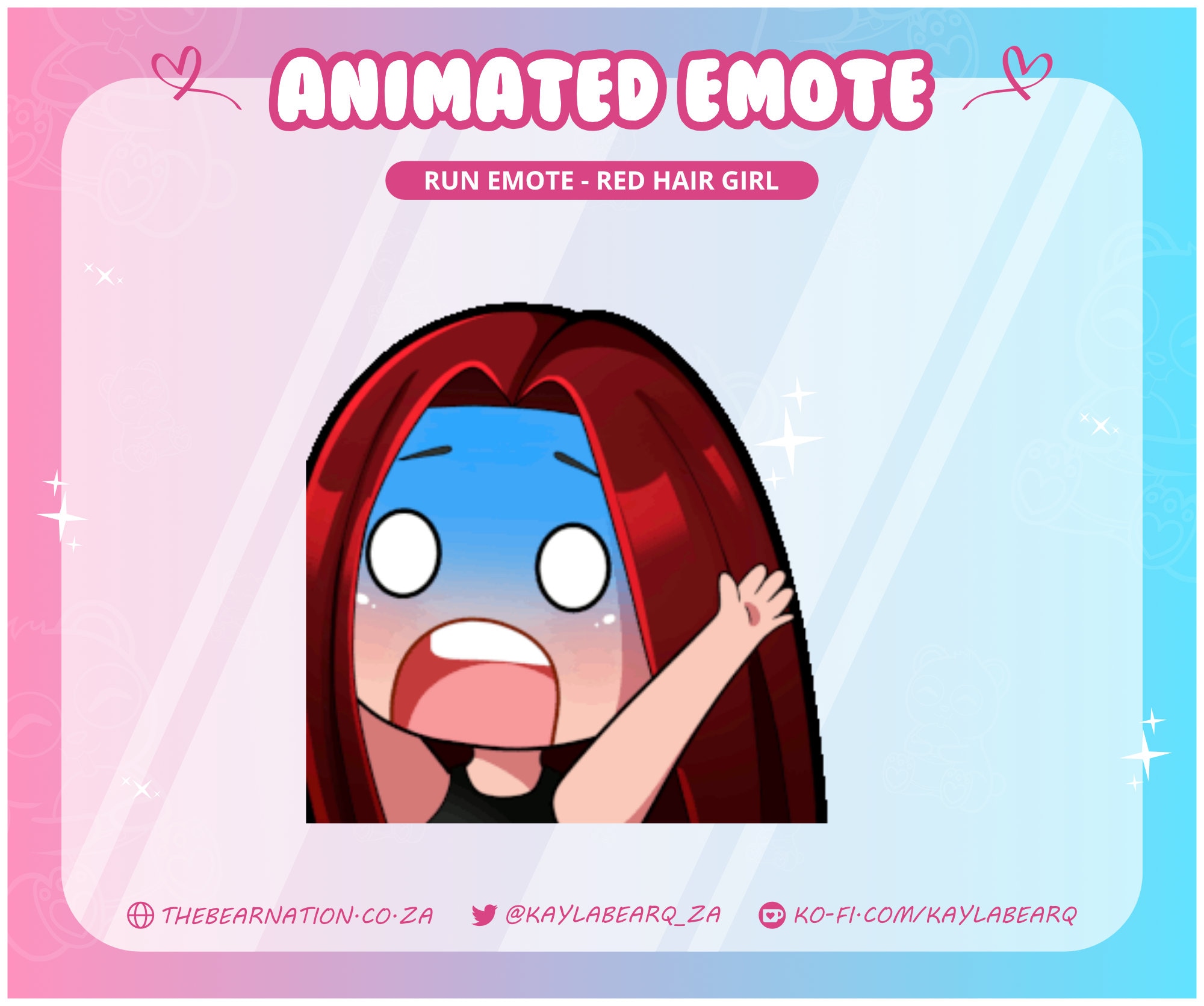 Animated Emote Run Girl | Red Hair | Twitch YouTube Discord | Emotes Stream Graphics