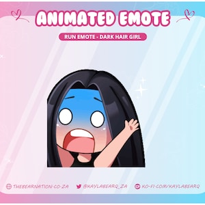 Animated Emote Run Girl | Dark Hair  | Twitch YouTube Discord | Emotes Stream Graphics