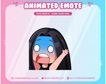 Animated Emote Run Girl | Dark Hair  | Twitch YouTube Discord | Emotes Stream Graphics