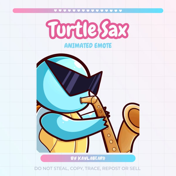 ANIMATED Turtle Sax Emote | Alert | Twitch YouTube Discord | Emotes Stream Graphics