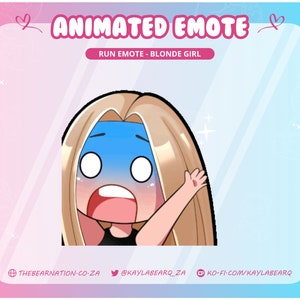 Animated Emote Run Girl | Blonde Hair | Twitch YouTube Discord | Emotes Stream Graphics