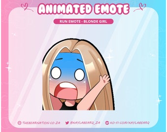Animated Emote Run Girl | Blonde Hair | Twitch YouTube Discord | Emotes Stream Graphics