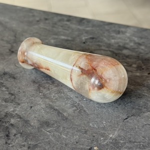 Polished Onyx Pestle with Distinctive Veining and a Flared Handle
