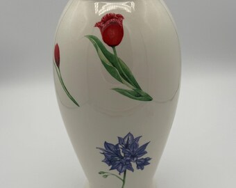 Jarrón de porcelana con estampado floral vintage - Hecho en Tailandia