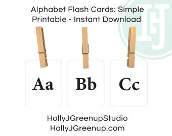 Flash Cards: ABC Letters - Simple - Printable PDF - Instant Download