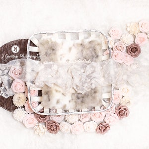 Newborn Digital Backdrop: Light Blush Floral on White