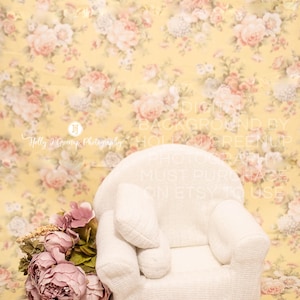 Newborn Digital Background: Couch on Yellow Floral