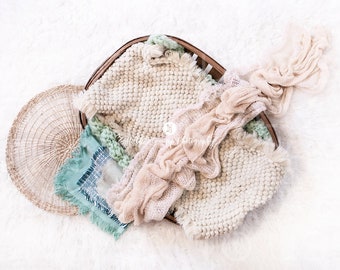 Newborn Digital Backdrop: Neutral Mint Basket