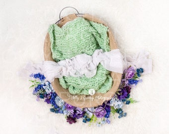 Purple, blue, green floral newborn photography digital background