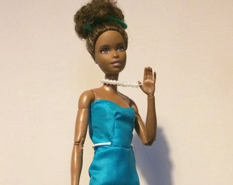 Aqua blue, formal gown for New Body Barbie ( post 2001)