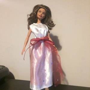 Cream and red festive party dress for 30 cm fashion dolls like barbie, Sindy, Steffi Love, Disney Princesses, Tammy, Tressy, Fleur, etc.