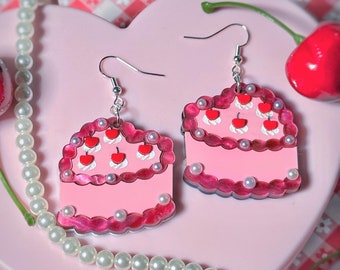 Cherry hart cake oorbellen