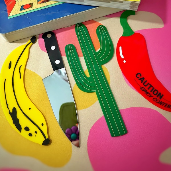 Bookmarks- Book Lover- Cactus-  Banana- Knife - Smut-  Spicy Pepper