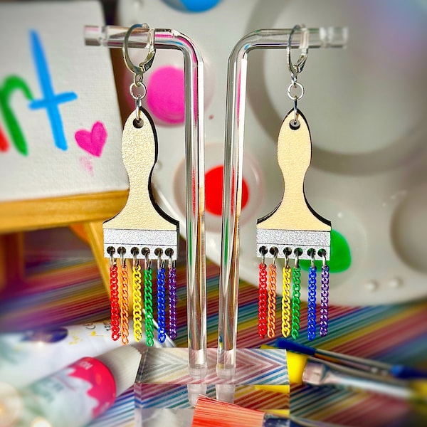 Rainbow Paintbrush Earrings
