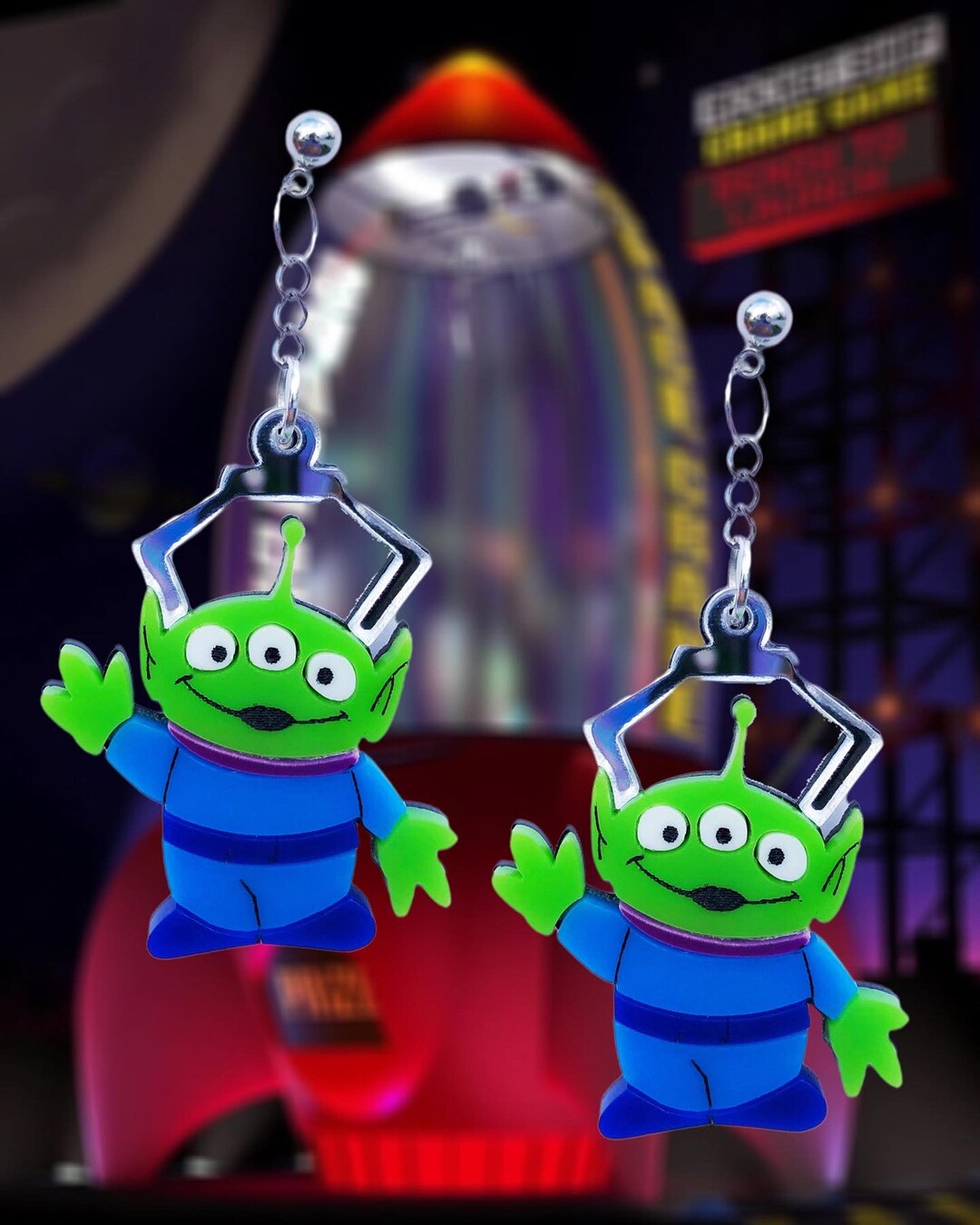 Green Alien Earrings Etsy