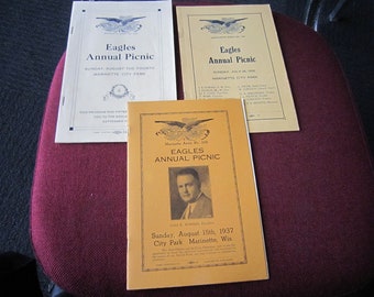 Eagles Annual Picnic Brochures 1936, 1937, 1938