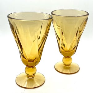 2 Fostoria Fairmont Amber Juice Glasses, Very Hard To Find, 1958-1965, Heavy