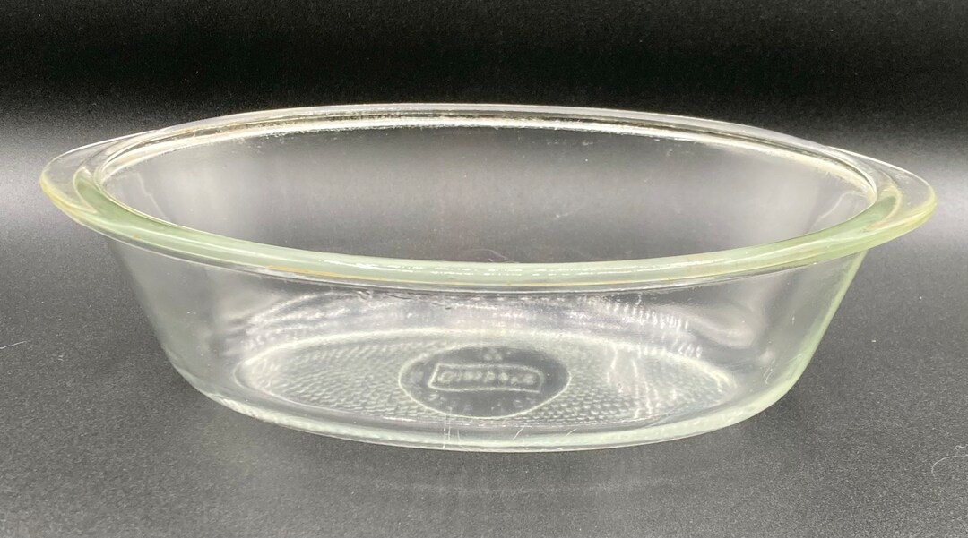 Vintage Glasbake Oval Casserole Textured Bottom Clear Glass Etsy