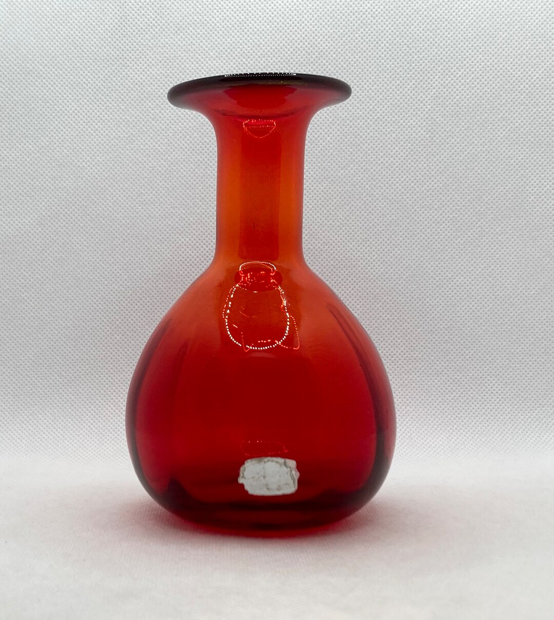 Vintage Ruby Red Bottle Vase Rainbow Art Glass Hand Blown Etsy