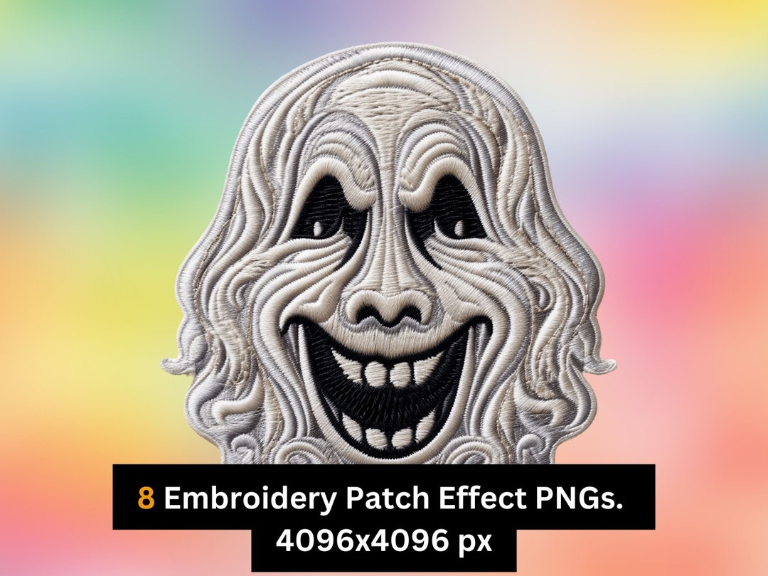 Ghost Face Embroidery Effect Ghost Embroidery Halloween Etsy