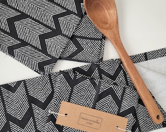 Black and White Abstract Tea Towel | Kitchen Towel| Decor| Eco Friendly| Sustainable Home| Cotton Dish Towel| BOHO Decor| Housewarming Gift