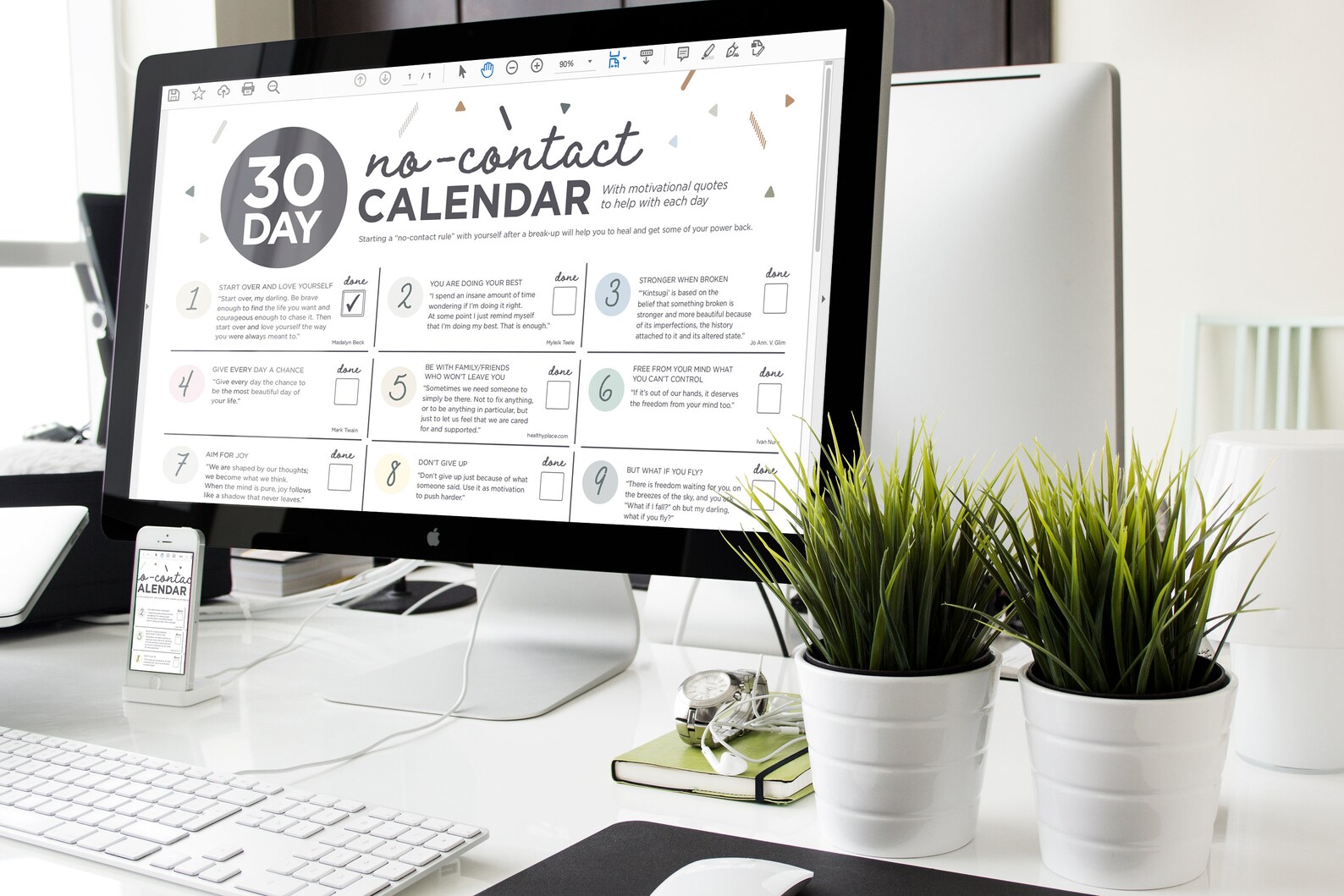 30 Day Breakup No Contact Rule Calendar A4 and A3 printable and