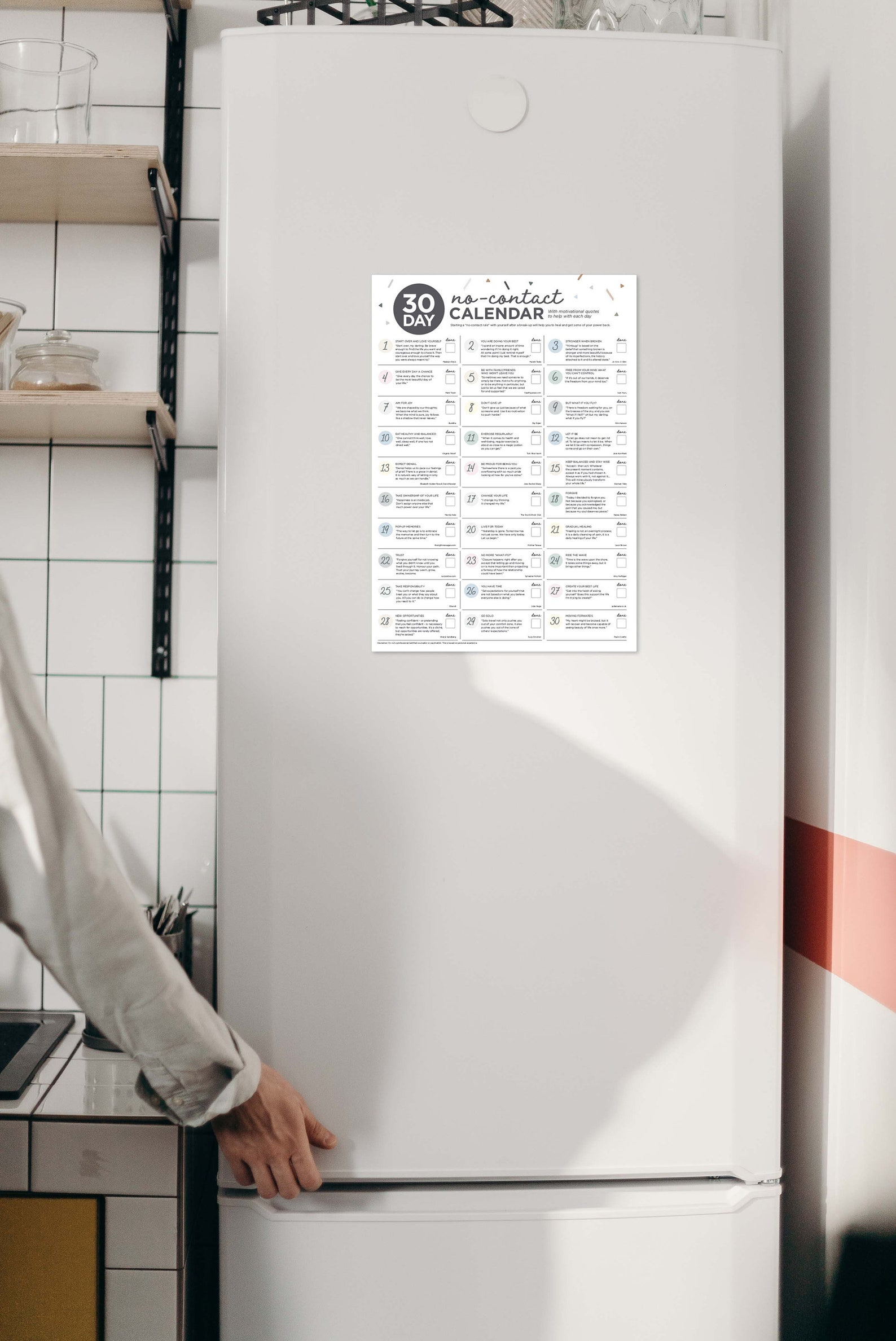 30 Day Breakup No Contact Rule Calendar A4 and A3 printable and