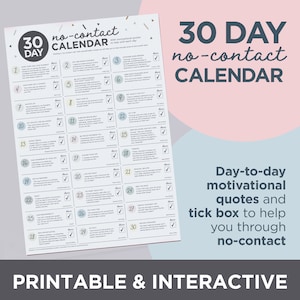 30 Day Break-up No Contact Rule Calendar A4 and A3 (Printable and Interactive)