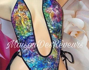 Joanna snake holo body suit stripper wear sexy lingerie pole dancing exotic wear ravewear