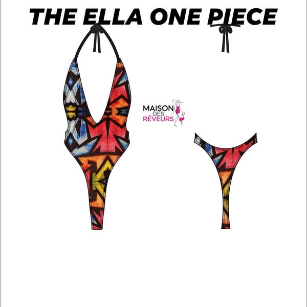 Digital pdf pattern only The Ella One Piece Pattern|exotic wear pattern |plus size pattern |swim wear pattern| xs-3xl\ exotic wear