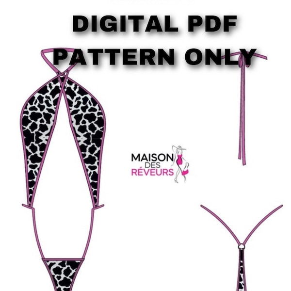 Digital pdf pattern only THe lola one piece Pattern Exotic wear | swim wear | rave wear | stripper wear sewing pattern | digital pattern
